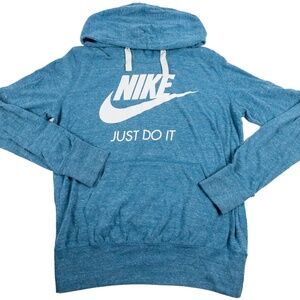 Nike Just Do It Vintage Pull Over Hoodie Lightweight Blue Women's Size Medium